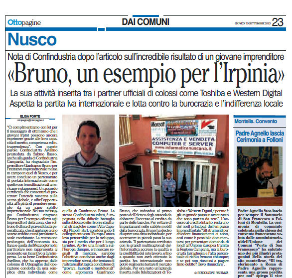 Bruno un esempio per l' Irpinia